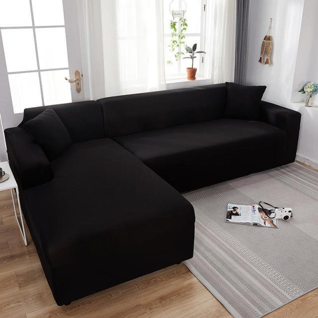 Wasserdichter und elastischer Ecksofabezug von WTEMPO für L-förmige Sofas in Schwarz - Bild 1
