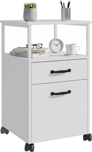 Relaxdays Rollcontainer mit 2 Schubladen und Hängeregister in Weiß, B/T/H: 66,5 x 42 x 44 cm - Bild 1