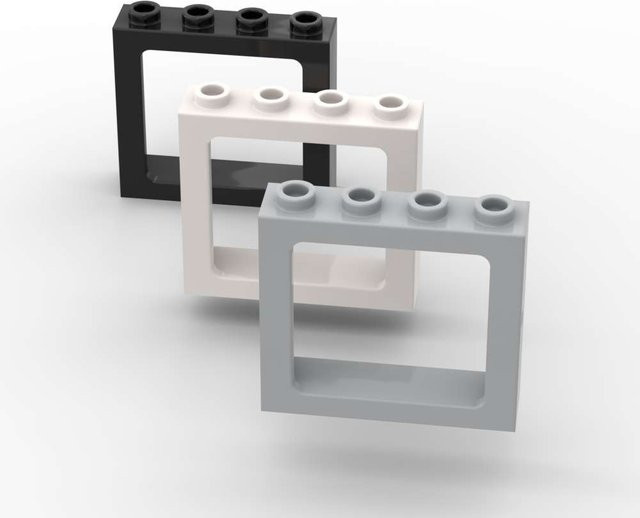 SixBricks Fenster 1x4x3, Bausteine, 10-teiliges Set, Schwarz - Bild 1