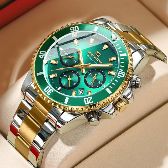 VA VA VOOM Armbanduhr, Quarz, Edelstahl, Grün, Herren - Bild 1