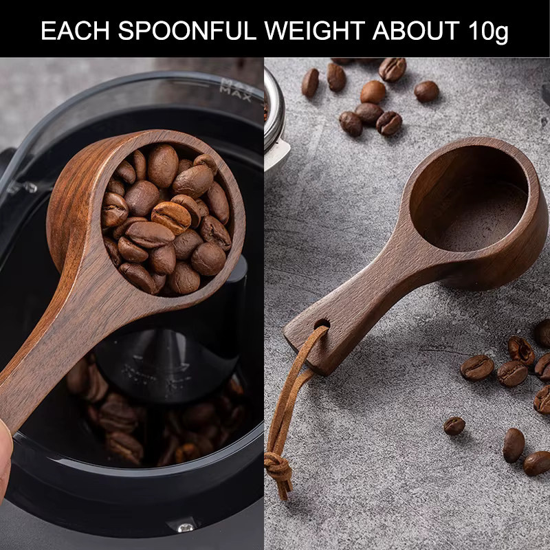 FLYMUYU Barista-Set mit multifunktionalem Kaffeebohnen-Dosierbecher aus Holz und Sprühflasche, braun - Bild 3