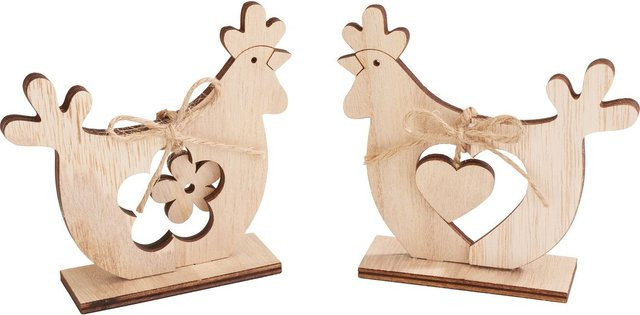 VBS Holz-Steckmotiv Hühner in Beige, 2er-Set für Ostern aus Sperrholz - Bild 1