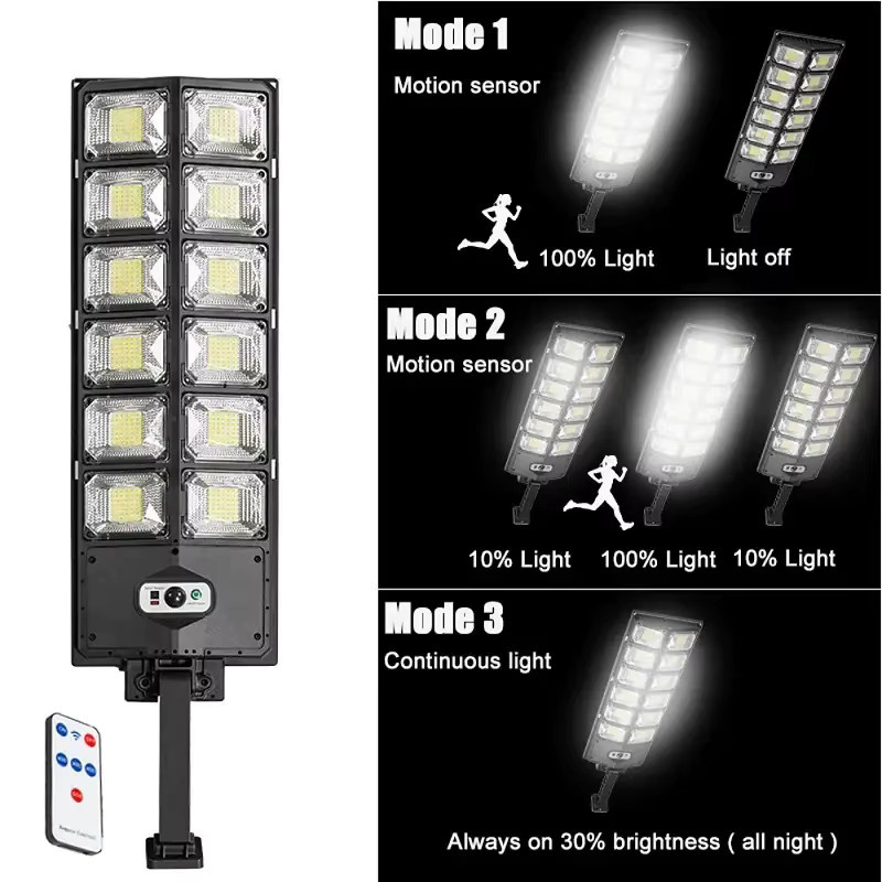 ESMARTER Solar-LED-Außenleuchte Schwarz mit 720 LEDs, 7700 Lumen und Fernbedienung für Garten und Außenbereich - Bild 3