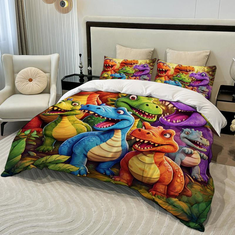 3-teiliges Dinosaurier Bettwäsche-Set AEqueen aus weichem Mikrofaser-Stoff, buntes Cartoon-Design, B/H: 200 x 230 cm - Bild 5