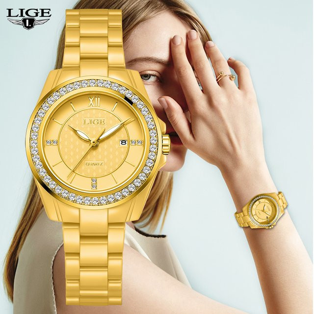 LIGE Armbanduhr Quarz, Keramik, Diamantbesetzt, Weiß, Damen - Bild 1