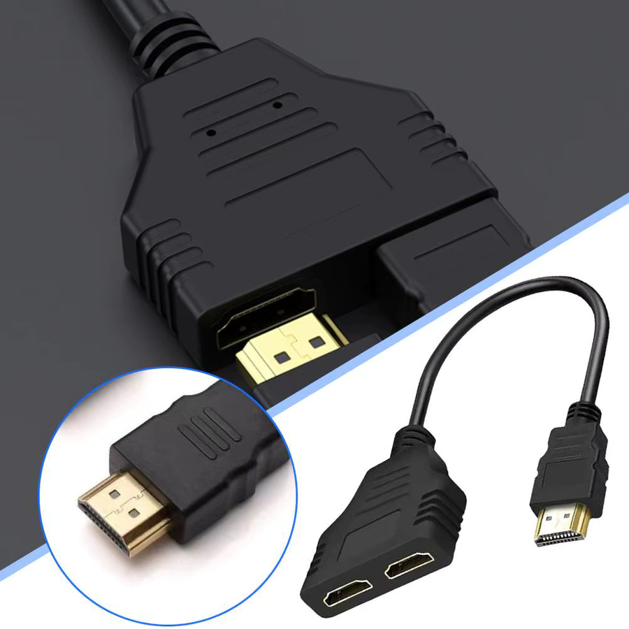4K UHD HDMI Splitter Adapter Schwarz mit 1 Eingang und 2 Ausgängen für Laptop, TV und Monitor - Bild 3