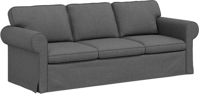 vidaXL Sofa in Dunkelgrau mit modernem Design, Stoffbezug und Metallrahmen, B/T/H: 215 x 82 x 80 cm - Bild 1