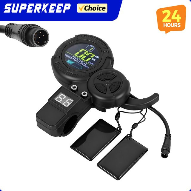 MINIMOTORS EY3 LCD Display mit Gashebel und Tachometer für Kaabo Mantis Wolf Warrior Scooter 48-72V in Schwarz - Bild 1