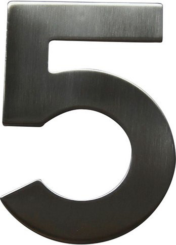 ALPERTEC Hausnummer 5 aus Edelstahl in Silber, B/T/H: 11,7 x 17,0 x 1,8 cm - Bild 1