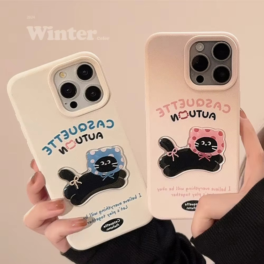 Koreanische 3D Cartoon Laufende Katze Handyhülle für iPhone 12 13 14 15 16 Pro Max Stoßfeste Soft Cover Schutzhülle Paar - Bild 2