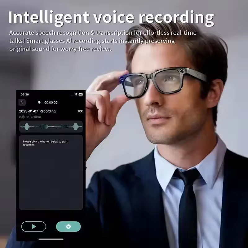 GUHUAVMI AI Smart Brille mit HD Kamera, Videoaufnahme, Sprachübersetzung und Bluetooth für Anrufe und Musik in Schwarz oder Blau - Bild 4