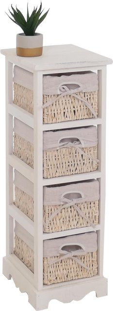 MCW Regal Kommode mit 4 Korbschubladen aus Paulownia Holz in Weiß im Shabby-Look, B/T/H: 74 x 25 x 28 cm - Bild 1
