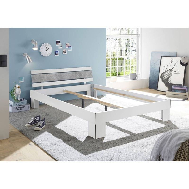 Futonbett Lyon von Poco in Weiß und Grau in Beton-Optik, Liegefläche B: 140 cm, L: 200 cm - Bild 5