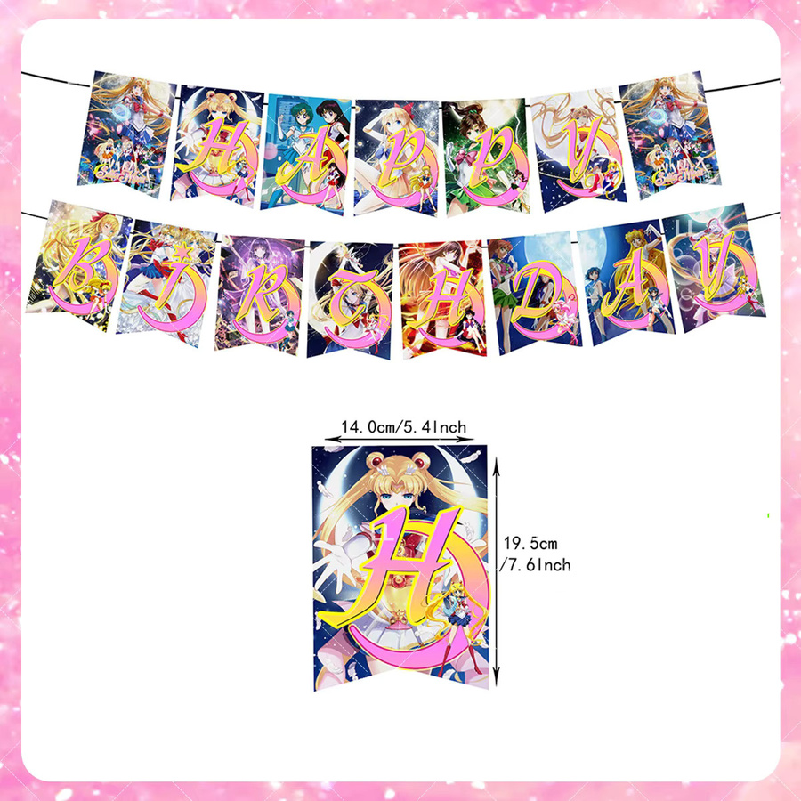 GirIs&MOON Geburtstagsparty-Dekoration Anime Magic Sailors Banner und Ballon-Set für Kinder, mehrfarbig - Bild 2