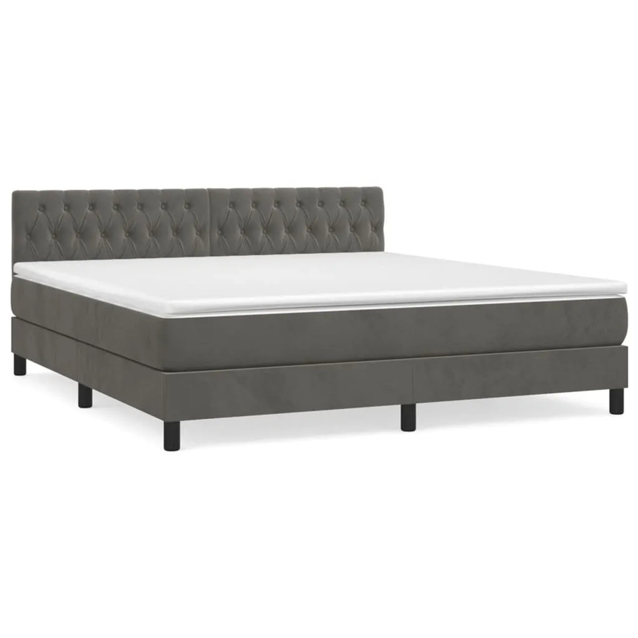 vidaXL Boxspringbett mit Matratze in Dunkelgrau aus Samt, Hybridbett mit Taschenfederkern, B/T: 180 x 200 cm - Bild 2