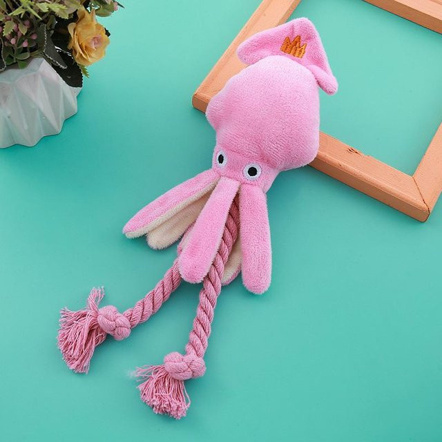 BB Tintenfisch Welpe Oktopus Plüschtier, Seilspielzeug, mit Quietschfunktion - Bild 1