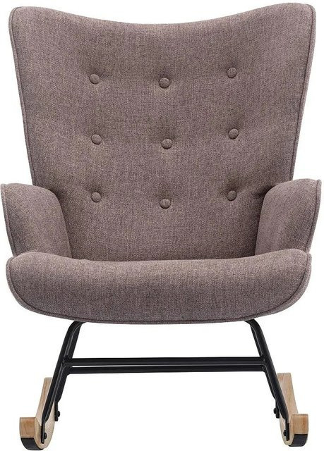 Vente-unique Schaukelstuhl Elmina in Taupe mit meliertem Stoff und Armlehnen, Höhe: 86 cm - Bild 1