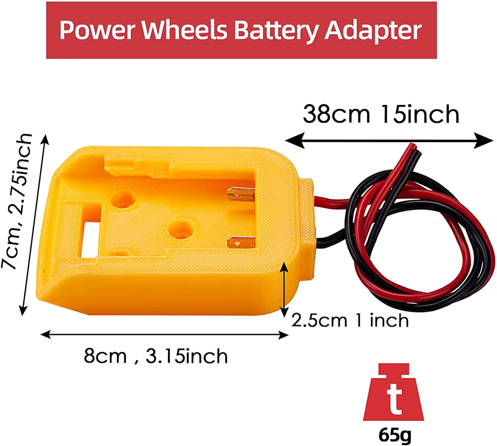 DeWalt Batterie-DIY-Adapter Stromwandler für DCB182 18V Li-Ionen-Akkus mit 14 AWG Kabel in Gelb - Bild 3
