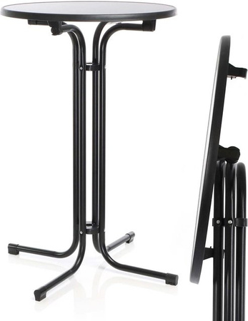 Toboli Klappbarer Bistrotisch Schwarz Rund Ø 80 cm, Höhe: 110 cm