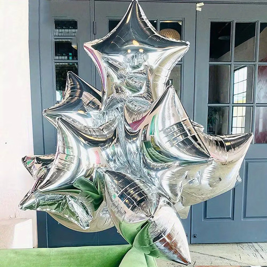 10er Set Silberne Pentagramm Aluminiumfolien-Ballons für Geburtstagsdekoration, Durchmesser: 45,72 cm - Bild 2