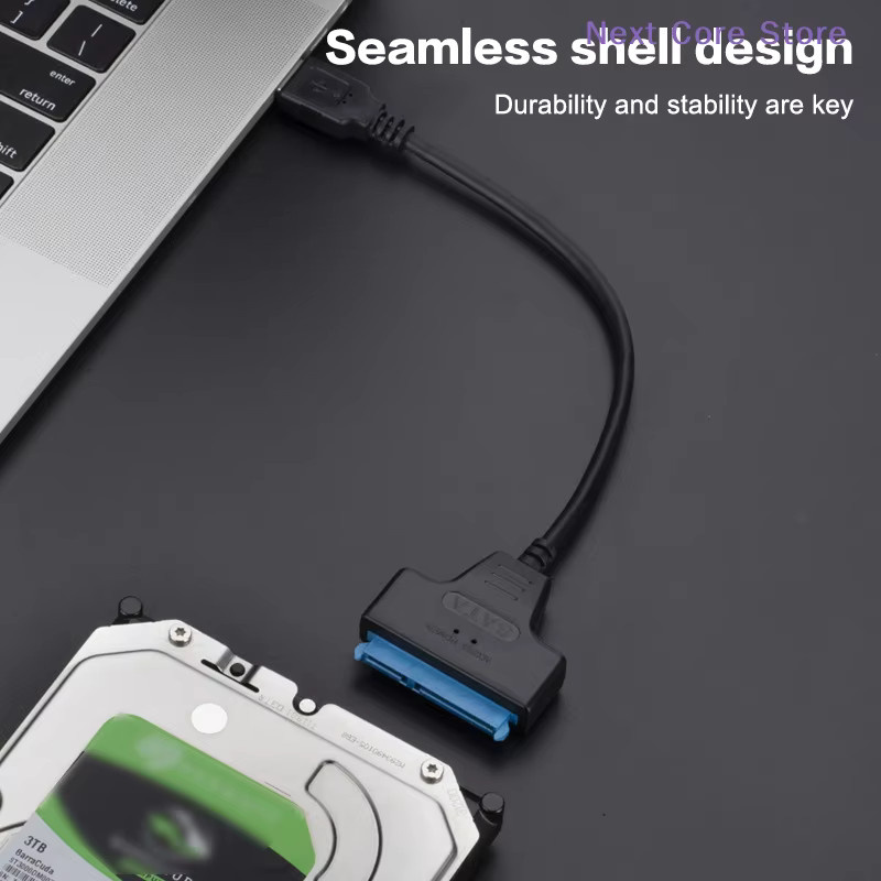 eelhoe SATA zu USB 3.0 und USB-C 2-in-1 Festplattenadapter für 2,5 Zoll HDD und SSD, Schwarz - Bild 3