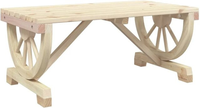 vidaXL Garten-Couchtisch aus Massivholz Tanne in Braun im Wagenrad-Look B/T/H: 90 x 50 x 40 cm - Bild 1