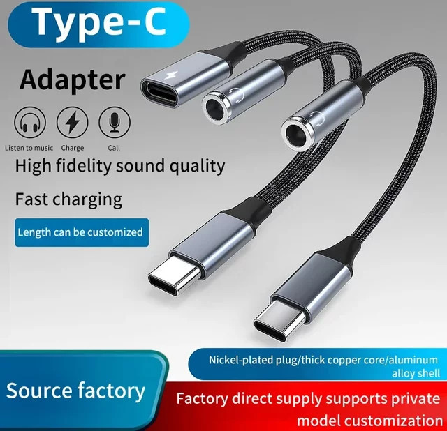 OLOEY 2-in-1 USB-C auf 3,5mm AUX Audio-Adapterkabel mit 60W PD Schnellladefunktion für Xiaomi und Huawei - Bild 1