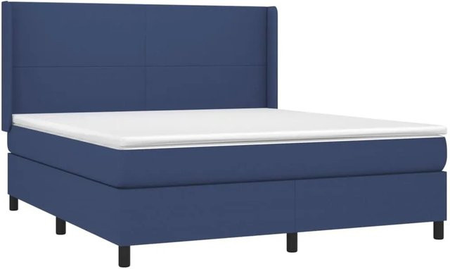 vidaXL Boxspringbett mit Matratze in Blau und Weiß, Hybrid-Bett mit LED-Unterbettbeleuchtung und USB-Ladeanschluss, B/T: 180 x 200 cm - Bild 1