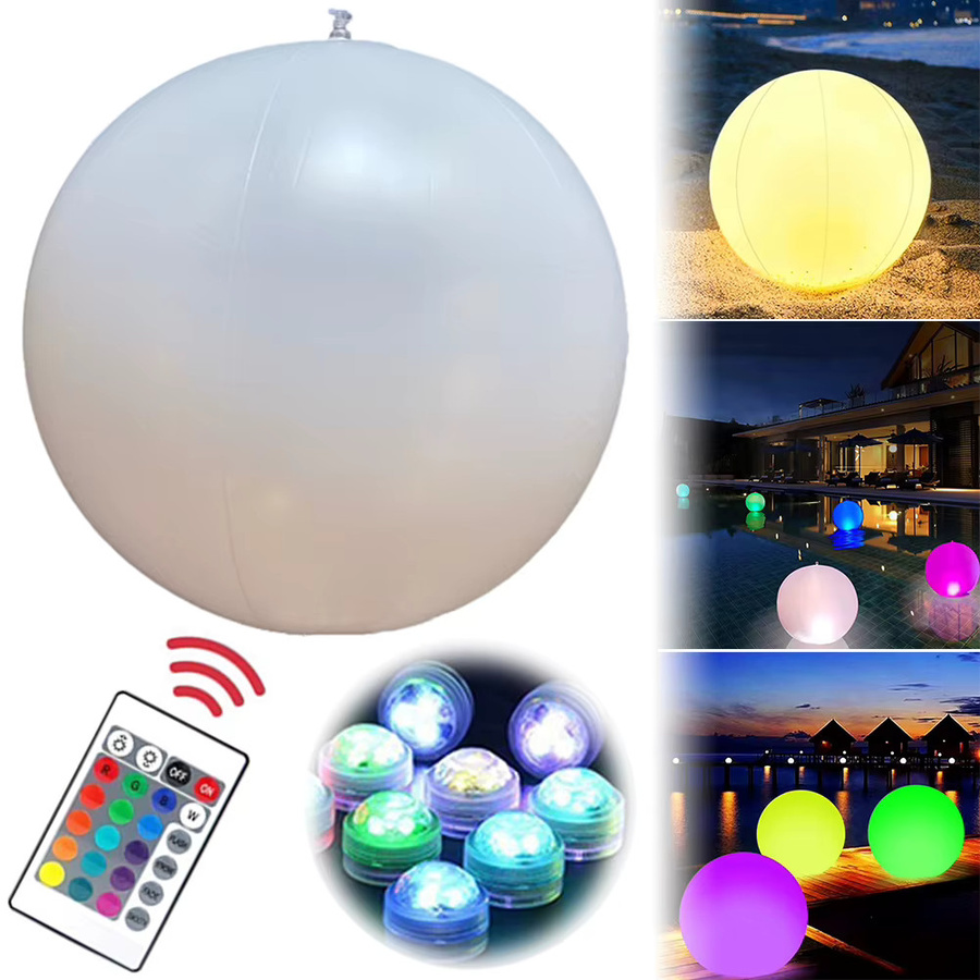 NovaSphere Schwimmende Pool-Lichter mit 16 Farben, LED aufblasbarer Strandballon, Multicolor, Durchmesser: 90 cm - Bild 3