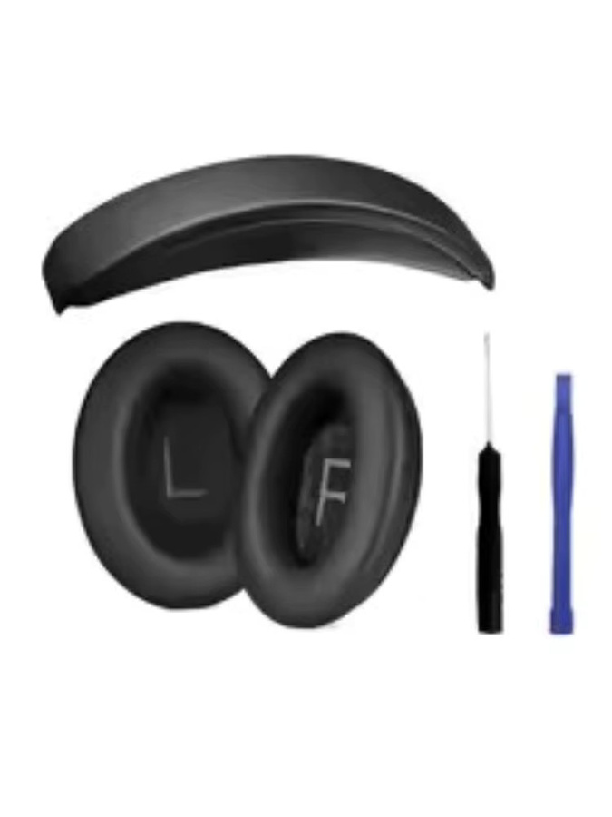 Ersatz Ohrkissen und Stirnband Set für Bose QuietComfort 45 und QC35 Kopfhörer in Schwarz und Blau - Bild 2