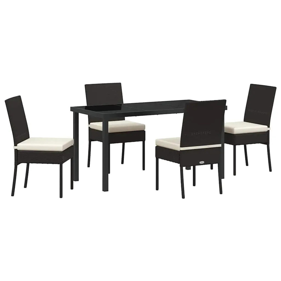 vidaXL Garten Essgruppe 5-teilig aus Poly Rattan und Glas in Schwarz - Bild 2