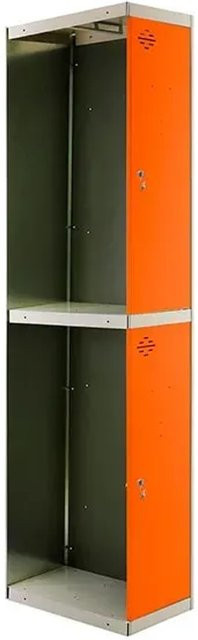 PROREGAL Spind AMEGO Anbaumodul mit 2 Abteilen Schließfach Garderobe Grau-Orange H: 180 cm, B: 30 cm, T: 50 cm - Bild 1