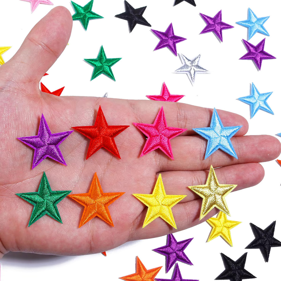 10 Stück bunte Stern-Patches zum Aufbügeln, gestickte Applikationen für DIY Kleidung und Accessoires, Durchmesser: 3 cm - Bild 4