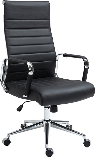 TPFLiving Bürostuhl Koro aus Echtleder in Schwarz, B/T/H: 66 x 66 x 136 cm - Bild 1