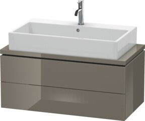 Duravit Waschtischunterschrank Compact L-Cube in Hochglanz Weiß mit 2 Schubladen, B/T: 92 x 47,7 cm - Bild 1