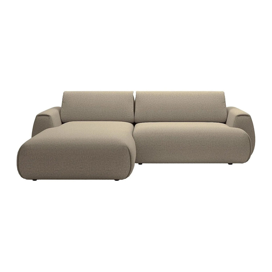 Vente-unique Schlafsofa Monelia in Taupe und Beige mit L-Form und Schlaffunktion aus Chenille-Stoff, Breite: 270 cm - Bild 2
