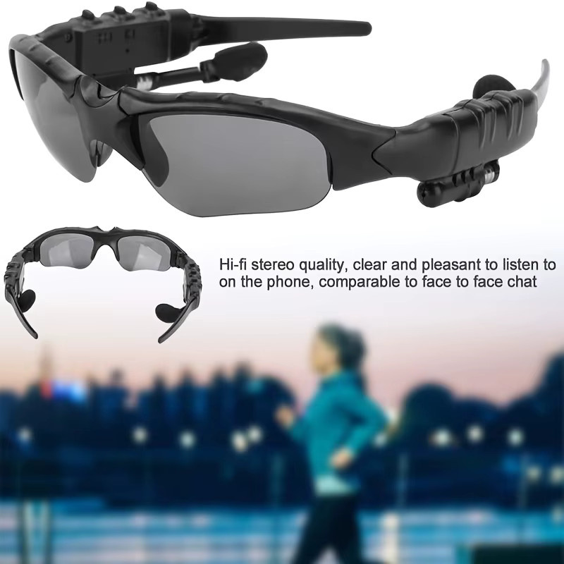 Briame Kabelloses Brillen-Headset mit Stereo-Kopfhörern und Mikrofon als Sport-Sonnenbrille für Radfahren und Autofahren in Schwarz oder Braun - Bild 5