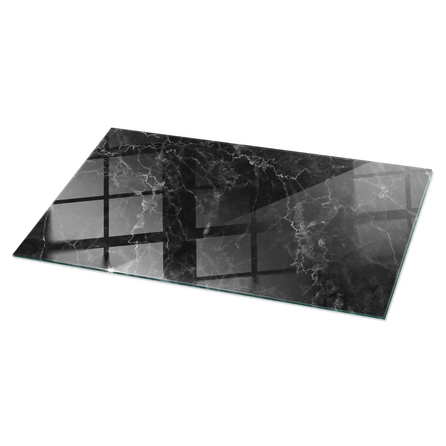 Tulup Tischplatte aus Glas in Schwarz mit geädertem Marmormuster, rechteckig, B/T: 120 x 60 cm - Bild 2