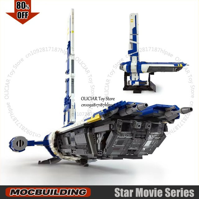 MOCBUILDING Stinger Mantis Weltraum Raumschiff Baustein Set in Blau - Bild 1