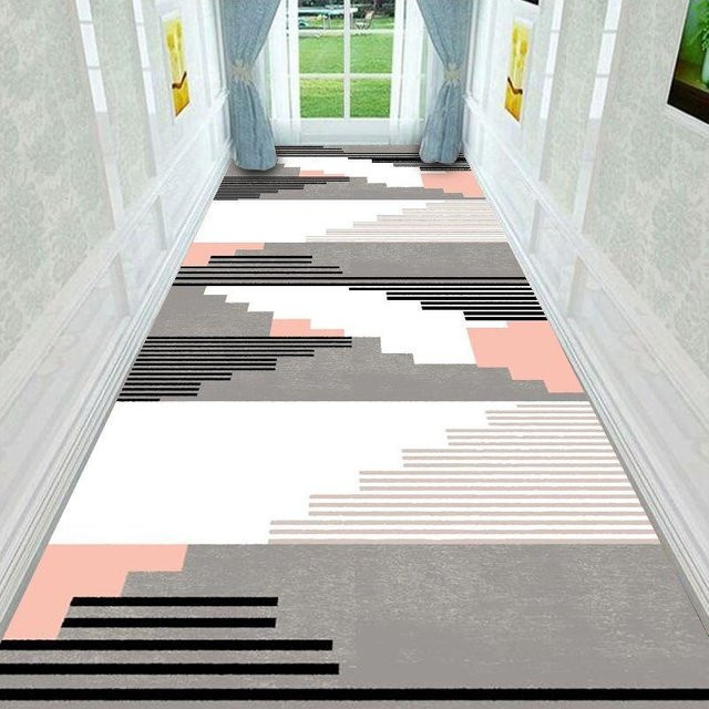 Rutschfester Teppichläufer von JMG Household Supplies in geometrischem Design, waschbarer Streifenteppich aus Polyester, B/T: 60 x 100 cm, Mehrfarbig - Bild 1