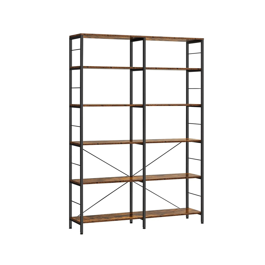 Vasagle Bücherregal mit 9 Fächern im Industriestil, Farbe Braun-Schwarz, B/T/H: 120 x 30 x 175,2 cm - Bild 2