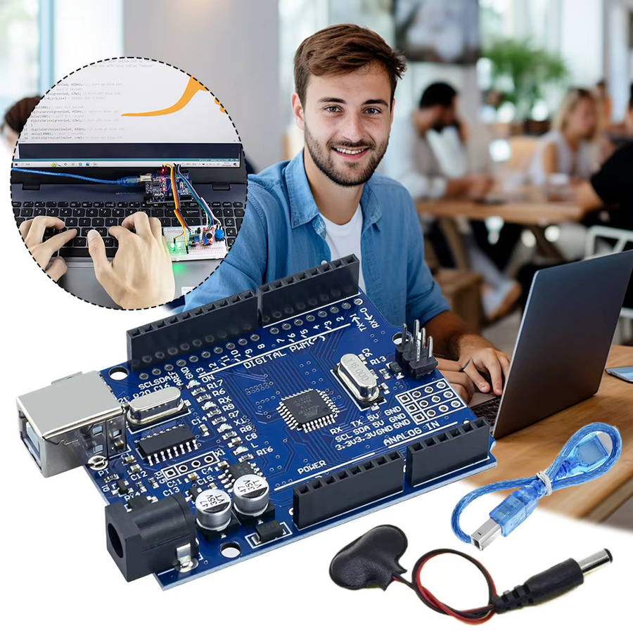 ALLOYSEED Elektronik-Basis-Starter-Kit für Arduino UNO R3 mit Steckbrett, Netzteil, Widerständen, LEDs und Sensoren in Multicolor - Bild 5