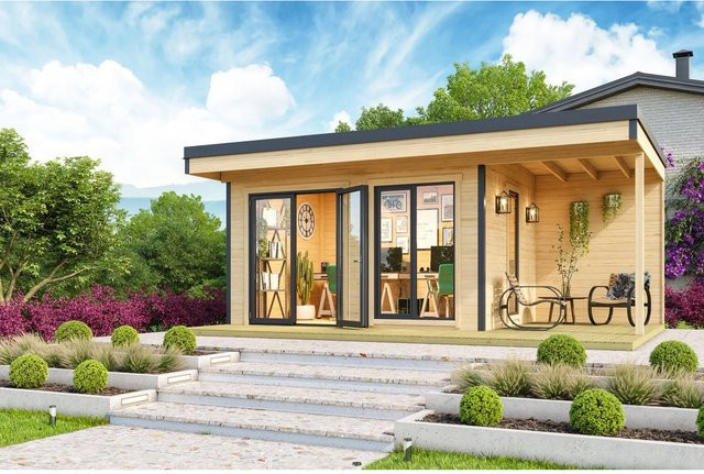 Lasita Gartenhaus Domeo 7 aus Holz in Natur/Unbehandelt mit Doppelverglasung B/T: 400 x 300 cm - Bild 1