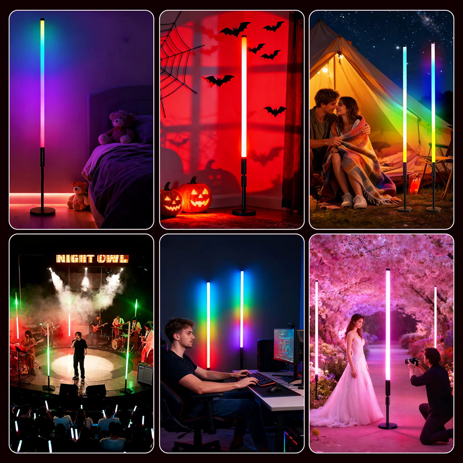 LUXCEO 6-teiliges RGB LED Licht- und Stativ-Set in Schwarz mit Musik-Synchronisierung für DJ, Bühne und Events - Bild 4