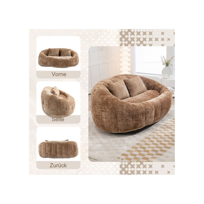 MUVOE Sitzsack-Sofa Zweisitzer aus Chenille in Kaffeebraun - Bild 2