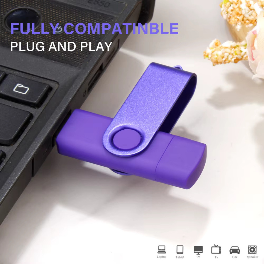 JASTER 2-in-1 USB 3.0 Flash-Laufwerk Typ-C High-Speed USB-Stick mit 128GB Kapazität in Weiß oder Lila - Bild 3