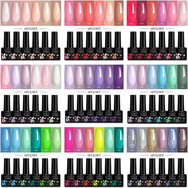 LILYCUTE Gel Nagellack-Set, Rosa, 6-teilig, 7 ml - Bild 1