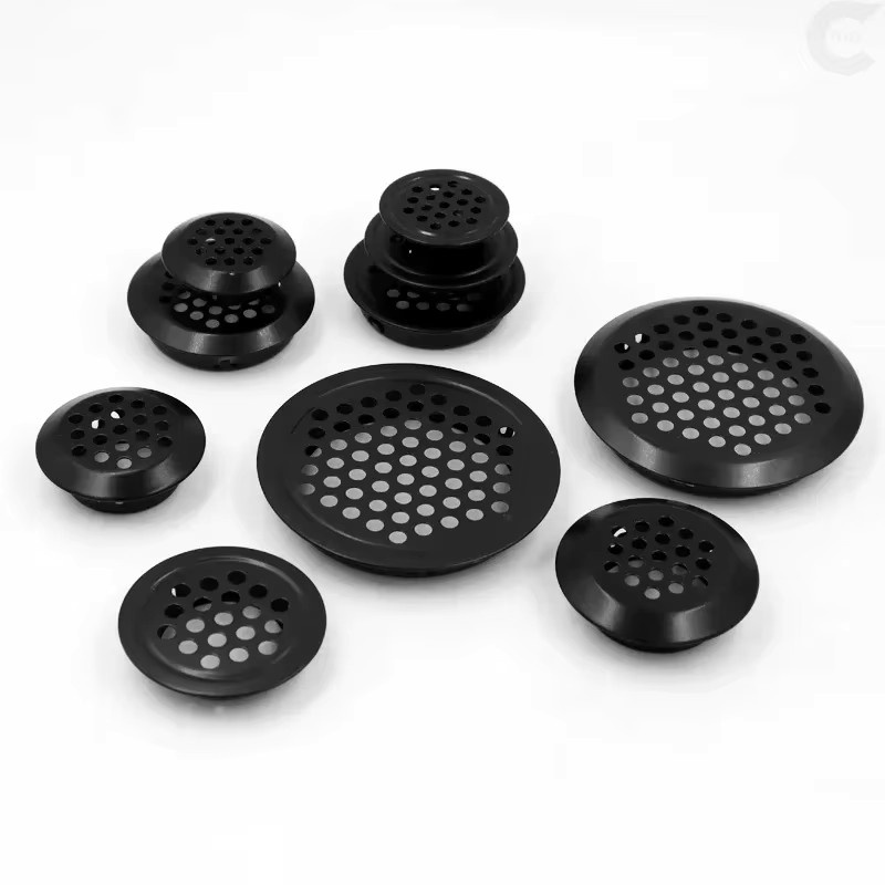 Runde Lüftungsgitter aus Edelstahl mit Mesh-Lamellen in Schwarz, Durchmesser: 50 mm - Bild 2