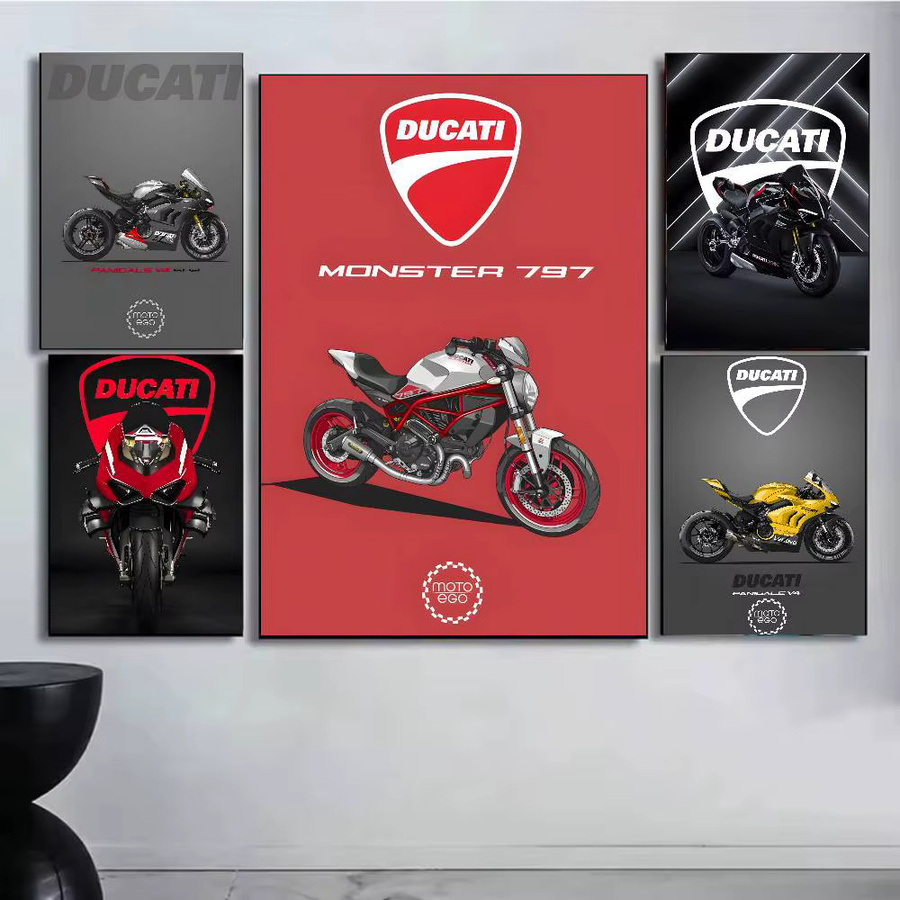Wasserdichter selbstklebender Wandaufkleber mit Ducati Streetfighter V4 und YZR M1 Motiv für dein Wohnzimmer oder Zimmer - Bild 5