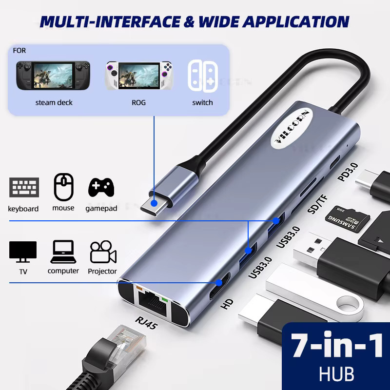 VILCORN USB-C Dockingstation Typ-C Hub mit M.2 NVMe/SATA SSD Unterstützung und 4K 60Hz Adapter für PC und Steam Deck in Multicolour - Bild 1